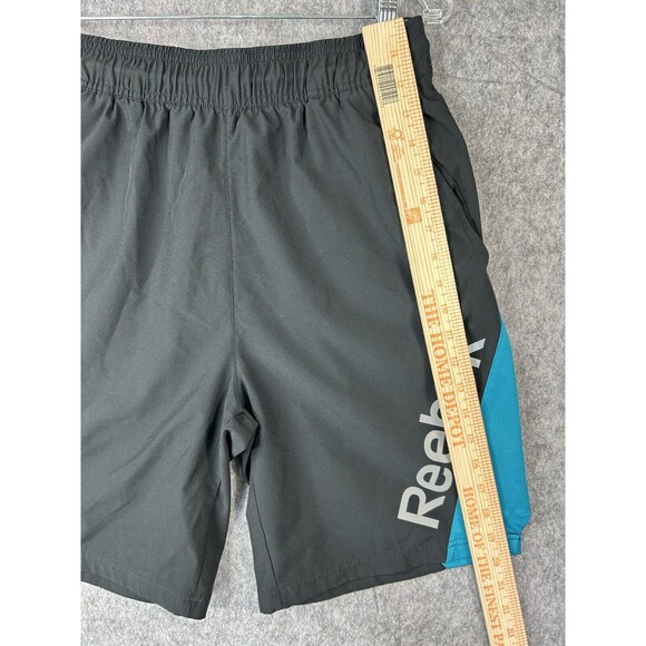 Reebok Shorts Men's Size Medium Black Blue Pull On Basketball Shorts Pockets - Picture 2 of 7